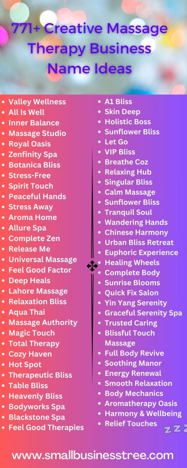 997 Creative Massage Therapy Business Names Ideas (Unique)